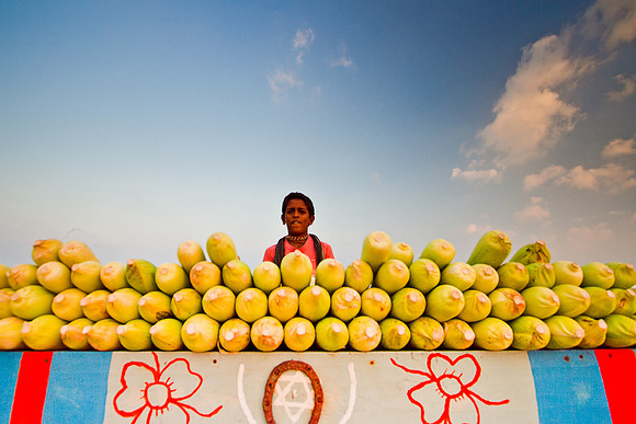 Corn vendor at Marina Beach, Chennai